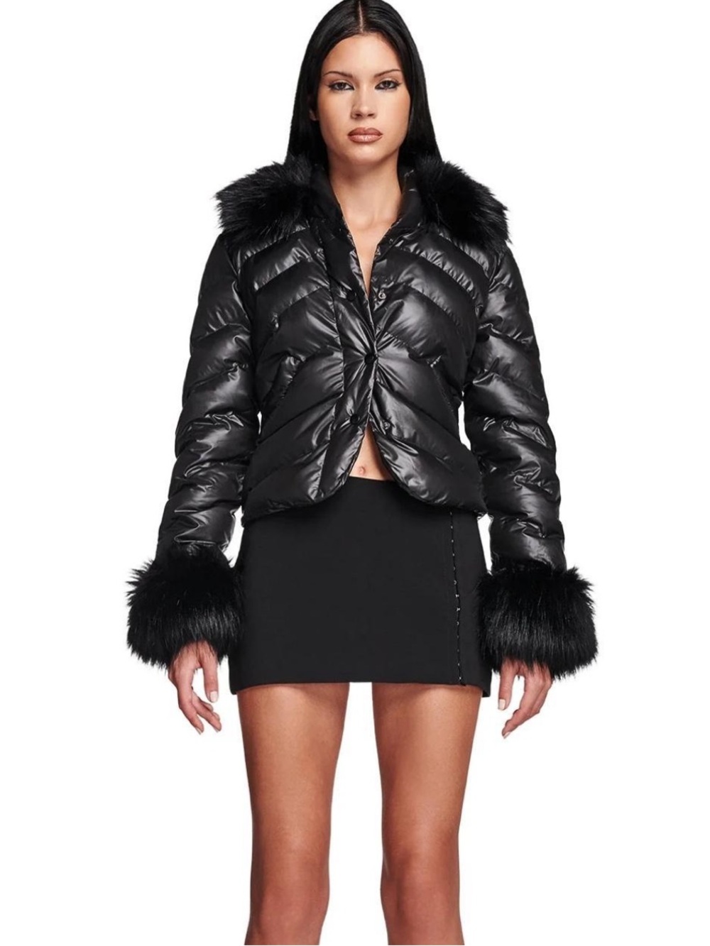 I.AM.GIA Black Faux-Fur Puffer Jacket